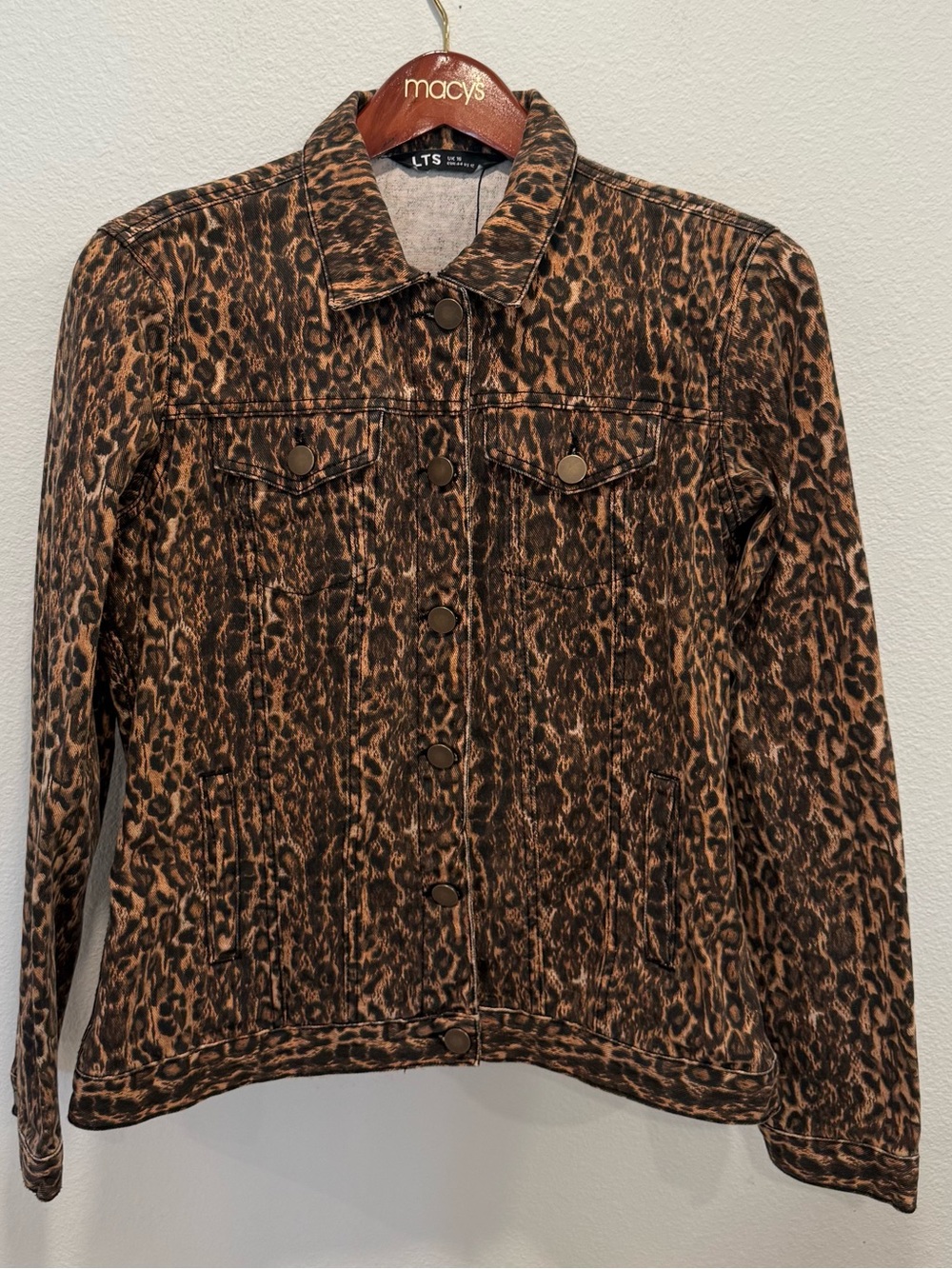 long tall sally Leopard-Print Jean Jacket in Brown and Black